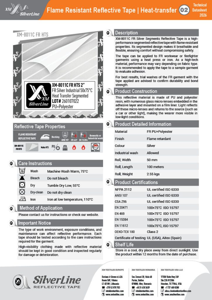 XM-8011C FR Silver Segmented 2": Technical datasheet