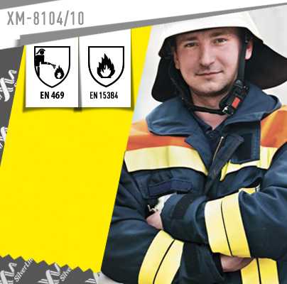 Yellow FR reflective tape XM-7104/10 renewed EN 15384 and EN 469 Certificate