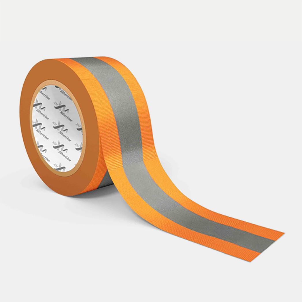 XM 6023 TT Grosgrain Orange silver 2 width Reflective tape for FR clothing NFPA 2112