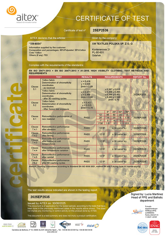 XM-6034: EN 20471 (50×60°C)