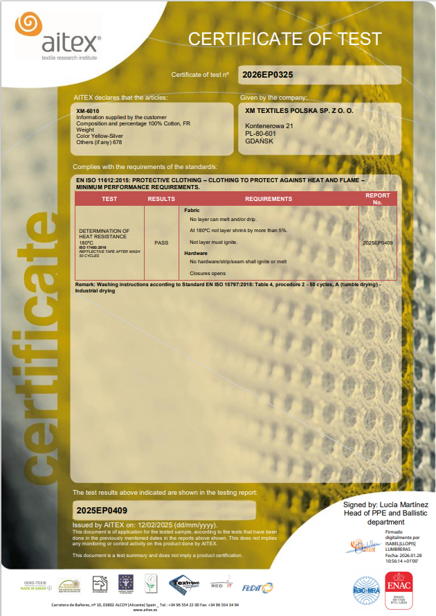 XM-6010: EN 11612 (50×75°C) XM-6010: EN 11612 (50×75°C)